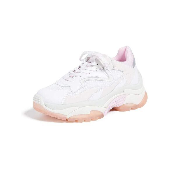 ASH Womens White Mixed Media Addict Toe Platform Leather Athletic Sneakers 41